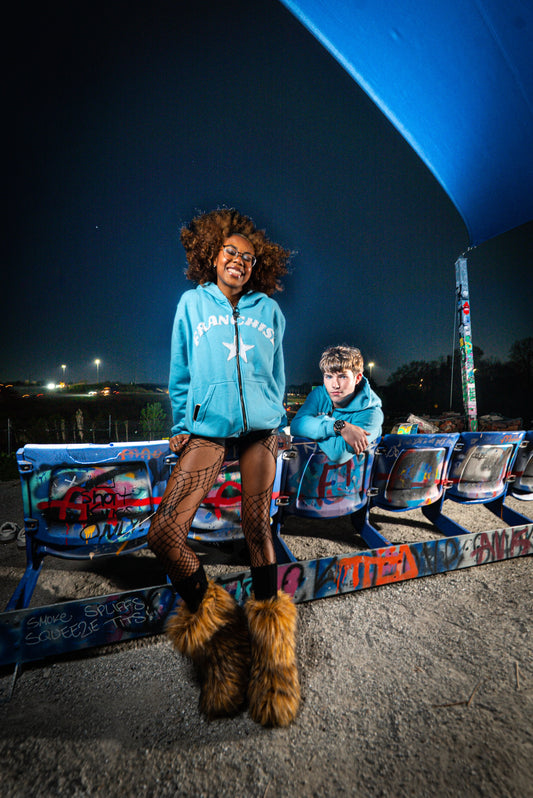 "Franchise" Zip-up Hoodie  (Capri Blue)