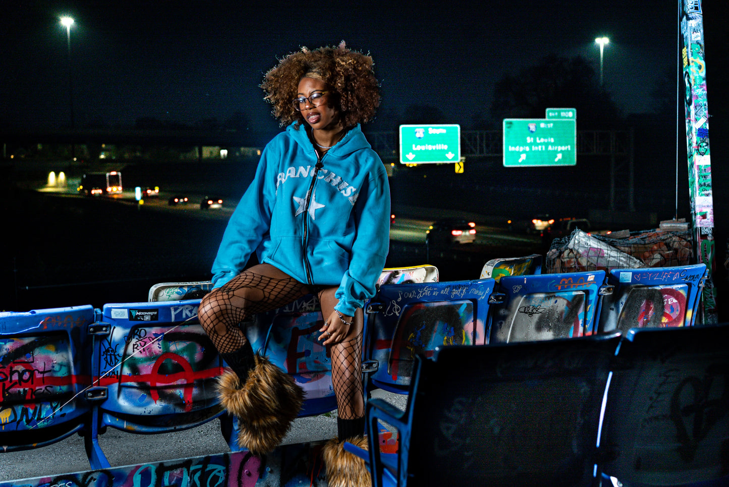 "Franchise" Zip-up Hoodie  (Capri Blue)