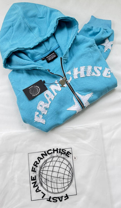"Franchise" Zip-up Hoodie  (Capri Blue)